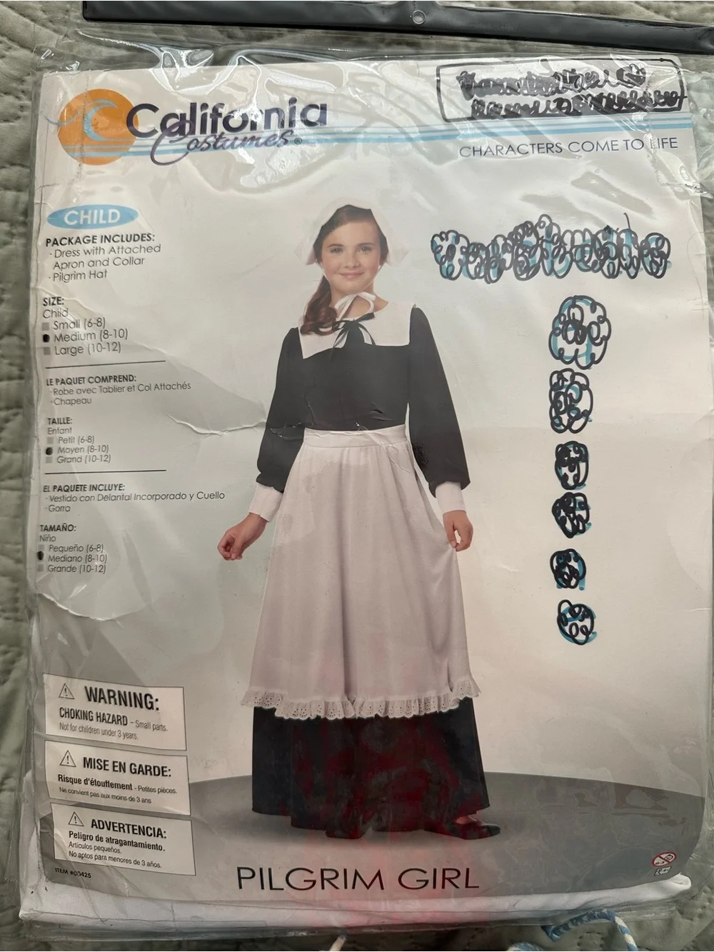 Pilgrim Girl Costume Sz Medium (8-10)
